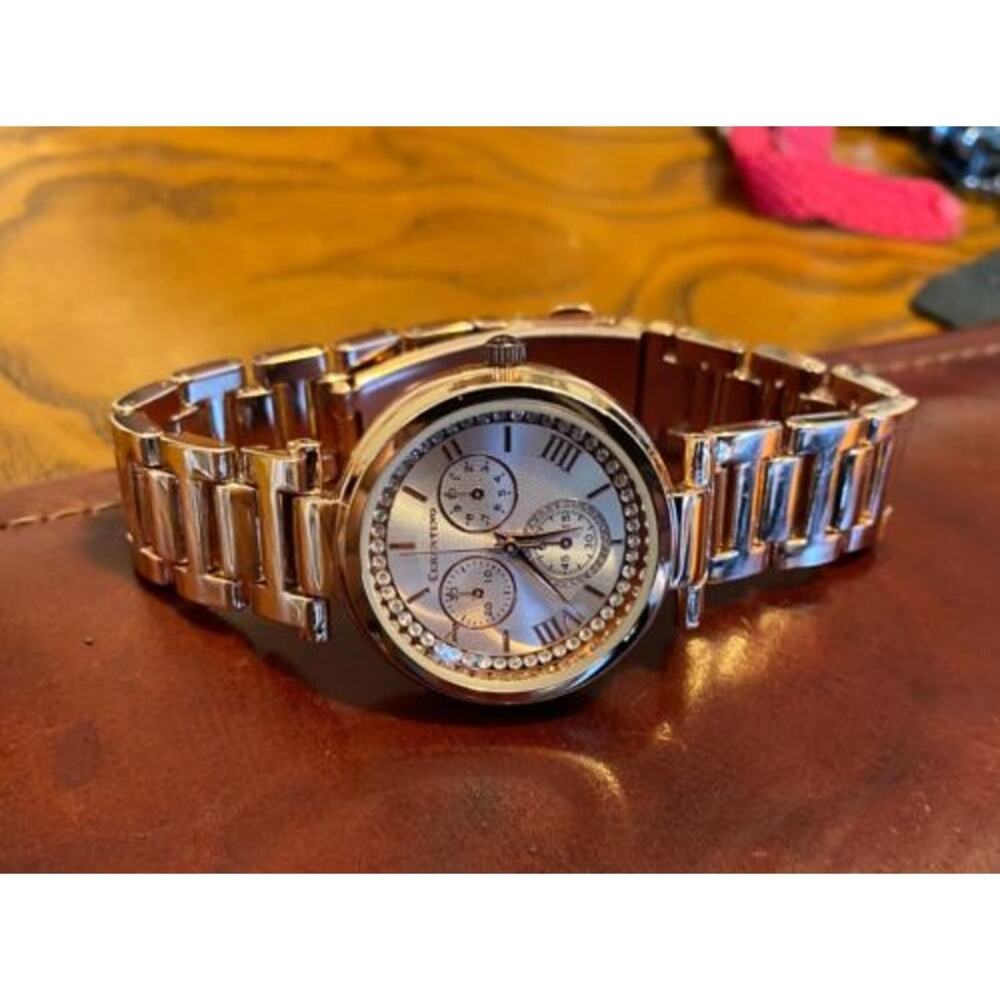 Women's Cerentino Watch, Rose Gold with crystal Accents, Chrono Style